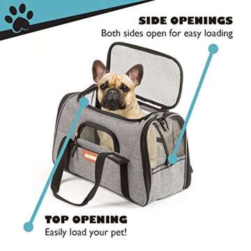 Pawfect Pets Pet Travel Carrier, Soft-Sided with Two Pet Mats for Small Dogs and Cats (Grey)