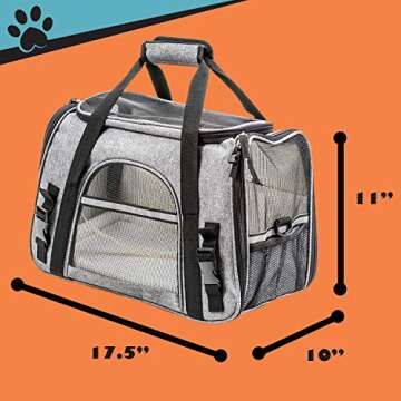 Pawfect Pets Pet Travel Carrier, Soft-Sided with Two Pet Mats for Small Dogs and Cats (Grey)