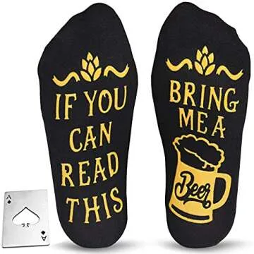 Cavertin Novelty Beer Socks and Bottle Opener, Fathers Day Beer Gifts for Men