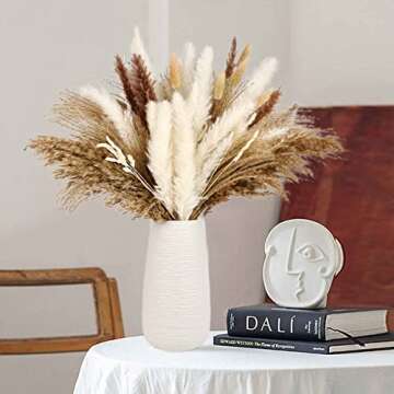 Happyhapi Natural Dried Pampas Grass Bouquet 92Pcs for Boho Home Decor Mixed Dried Flowers for Wedding Decor Pompas Floral Arrangements, Farmhouse Rustic Decor