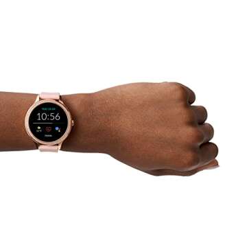 Fossil 42mm Gen 5E Stainless Steel and Silicone Touchscreen Smart Watch, Color: Rose Gold, Pink (Model: FTW6066)