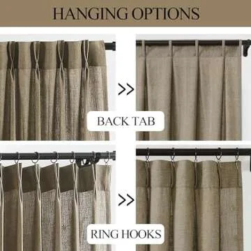 Vision Home Brown Pinch Pleated Semi Sheer Curtains Textured Linen Blended Light Filtering Window Curtains 108 inch for Living Room Bedroom Pinch Pleat Drapes with Hooks 2 Panels 9ft 40" Wx108 L