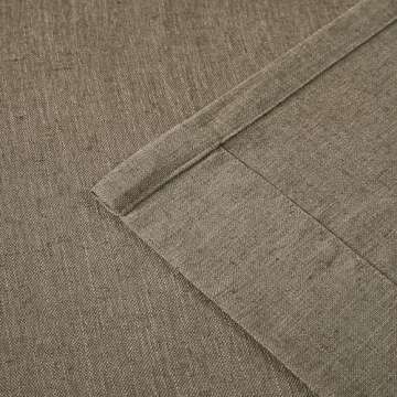 Vision Home Brown Pinch Pleated Semi Sheer Curtains Textured Linen Blended Light Filtering Window Curtains 108 inch for Living Room Bedroom Pinch Pleat Drapes with Hooks 2 Panels 9ft 40" Wx108 L