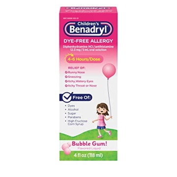 Benadryl Children's Dye-Free Allergy Liquid Medication with Diphenhydramine HCl, Antihistamine Aller...