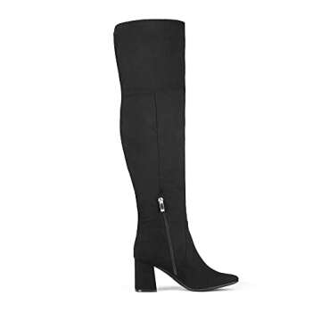 DREAM PAIRS Women's DOB213 Thigh High Over The Knee Fashion Chunky Heel Long Boots,Black Suede, Size...