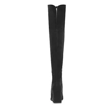 DREAM PAIRS Women's DOB213 Thigh High Over The Knee Fashion Chunky Heel Long Boots,Black Suede, Size 8.5