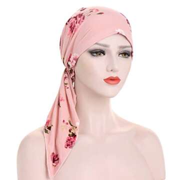 Fxhixiy Pre-Tied Bandana Turban Hat Chemo Cancer Headscarf Headwraps Headwear for Women Hair Cover H...