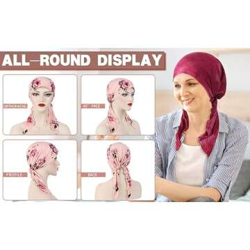 Comfortable Pink Flower Chemo Headscarf for Women