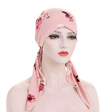 Comfortable Pink Flower Chemo Headscarf for Women