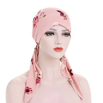 Comfortable Pink Flower Chemo Headscarf for Women