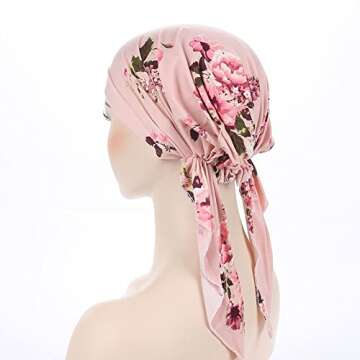 Comfortable Pink Flower Chemo Headscarf for Women