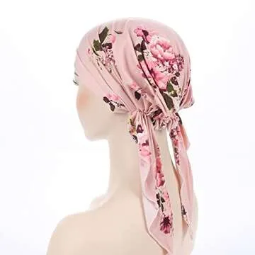 Comfortable Pink Flower Chemo Headscarf for Women