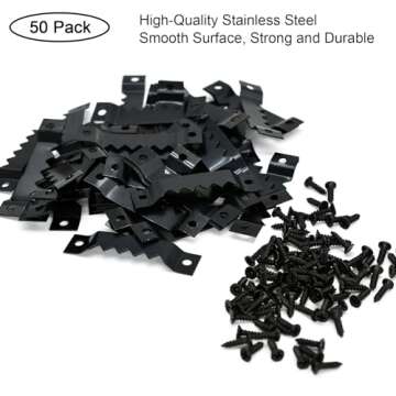 Suprom Sawtooth Picture Hangers Heavy Duty - Supports 50 lbs, 50 Pack Heavy Sawtooth Hangers with Screws, Picture Hanging Solutions for Hanging Canvas Photos Frame Clock Paintings Artwork