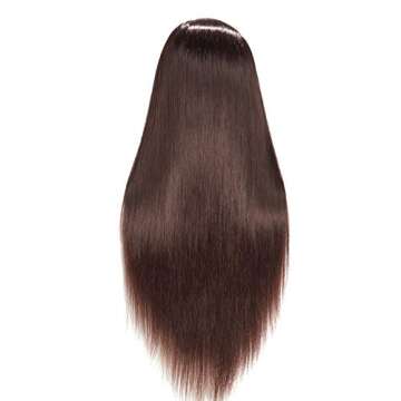 Hairingrid 26"-28" Mannequin Head Hair Styling Training Head Manikin Cosmetology Doll Head Synthetic Fiber Hair and Free Clamp Holder (Brown)