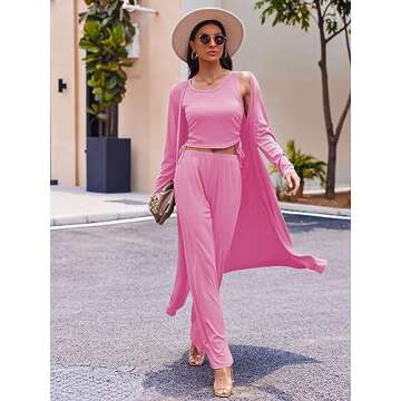 Ekouaer Women's 3 Piece Lounge Set - Comfy & Stylish