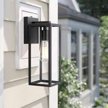 Bestshared Outdoor Wall Lantern, 1-Light Exterior Wall Sconce Light Fixtures,Outdoor Wall Mount Light, Exterior Wall Light,Outdoor Lighting Fixture, Black Wall Lamp with Clear Glass (Black, 2 Pack)