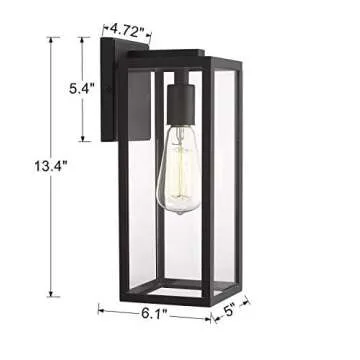 Bestshared Outdoor Wall Lantern, 1-Light Exterior Wall Sconce Light Fixtures,Outdoor Wall Mount Light, Exterior Wall Light,Outdoor Lighting Fixture, Black Wall Lamp with Clear Glass (Black, 2 Pack)