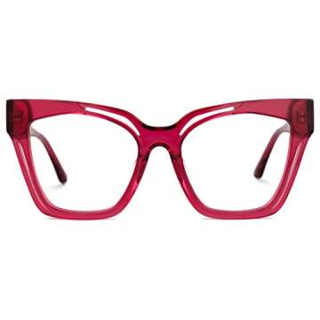 Zeelool Vintage Cat Eye Blue Light Blocking Glasses for Women - Eco-Friendly Red Frame