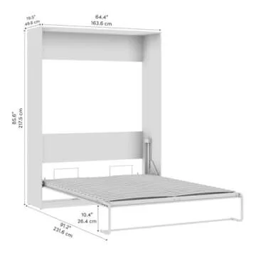 Bestar Claremont Queen Size Murphy Bed in Platinum Gray, Space-Saving Sleeping Arrangement for Multipurpose Area, Bedroom, or Guest Room