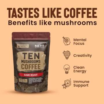 Instant Mushroom Coffee Dark Roast with 10 Mushrooms