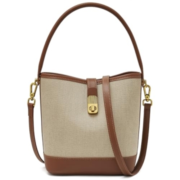 FOXLOVER White Small Bucket Bag - Stylish Crossbody Handbag for Women