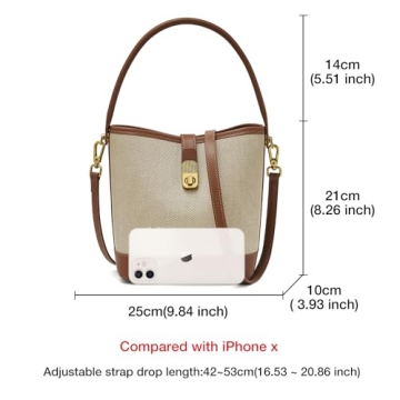 FOXLOVER Women's White Small Bucket Crossbody Handbag