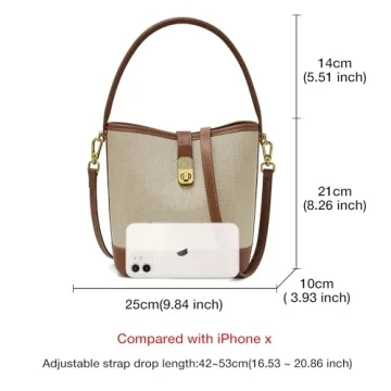 FOXLOVER Women's White Small Bucket Crossbody Handbag
