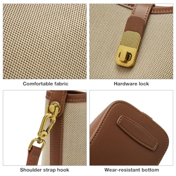 FOXLOVER Women's White Small Bucket Crossbody Handbag