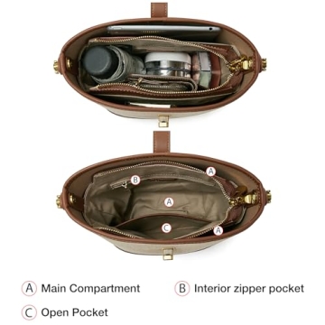 FOXLOVER Women's White Small Bucket Crossbody Handbag