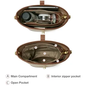 FOXLOVER Women's White Small Bucket Crossbody Handbag