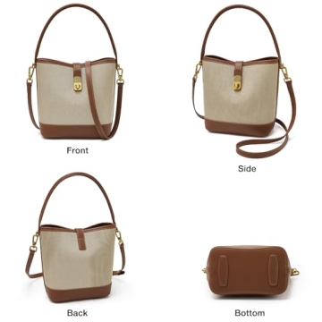 FOXLOVER Women's White Small Bucket Crossbody Handbag