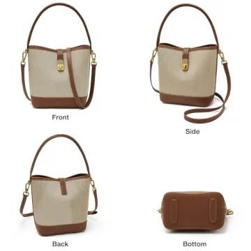 FOXLOVER Women's White Small Bucket Crossbody Handbag