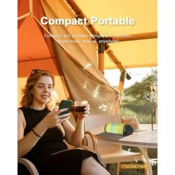 Bluetooth Speaker, Portable Wireless, HD Stereo Sound with LED Lights, TWS Surround Dual Pairing, BT 5.3/AUX, for Outdoor Camping Party Home, Gifts for Him Her Teens Birthday, Electronic Cool Gadgets