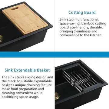 YAQUN Kitchen Sink, Deep Undermount Workstation Kitchen Sink (32"X18")