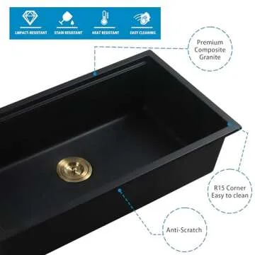 YAQUN Kitchen Sink, Deep Undermount Workstation Kitchen Sink (32"X18")