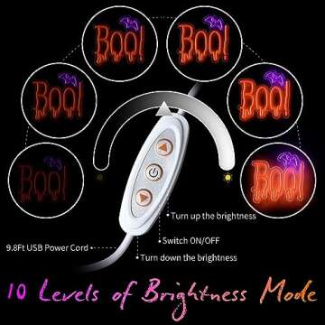 Halloween Neon Sign, Orange Purple BOO Bat Neon Light Up Sign for Halloween Party Decorations, Dimmable Neon Halloween Led Sign for Wall Decor, Spooky Boo Neon Sign for Trick or Treat Party Backdrop