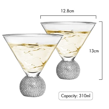 Luxury Diamond Studded Martini Glass Set of 2
