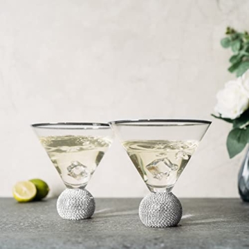 Luxury Diamond Studded Martini Glass Set of 2