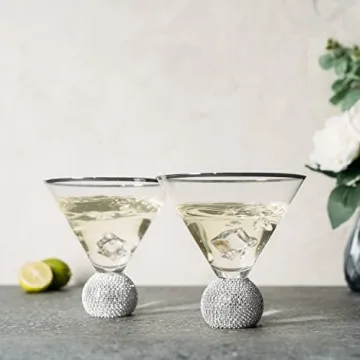 Luxury Diamond Studded Martini Glass Set of 2