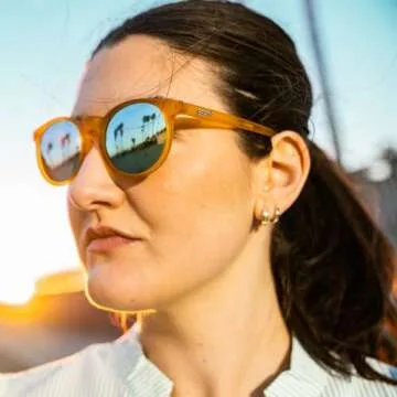 goodr Freshly Baked Man Buns Polarized Round Sunglasses for Men & Women, Small Sized (Circle G), Dark Yellow Translucent Frames with Blue Mirrored Reflective Lens, UV400 Protection, No Slip, No Bounce