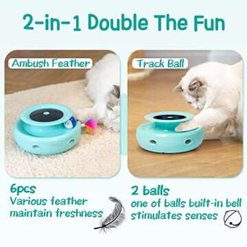 ORSDA Cat Toys 2-in-1 Interactive Cat Toys for Indoor Cats, Automatic Cat Toy Balls, Mice Toys Ambus...