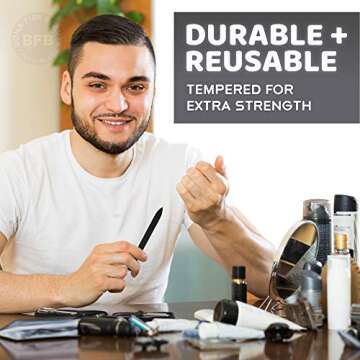 Fine Grit Nail Files, Glass Fingernail Files for Professional Manicure Nail Care, File in Any Direction, Expertly Shape & Sculpt Nails - Bona Fide Beauty Premium Czech Glass