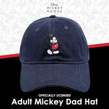 Disney Mickey Mouse Baseball Hat, Washed Twill Cotton Adjustable Cap
