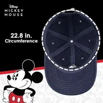 Disney Mickey Mouse Baseball Hat, Washed Twill Cotton Adjustable Cap