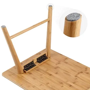 Foldable Bamboo Coffee Table with Storage Shelf Mid Century Design