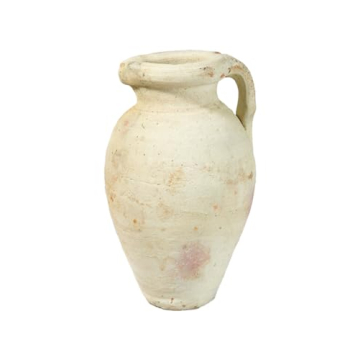 Serene Spaces Living Antique White Terracotta Clay Jug Vase for Stylish Home Decor