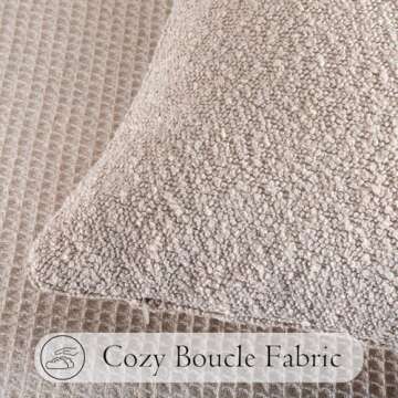 JoraLion 14x36 Neutral Textured Boucle Throw Pillow Cover, Beige Lumbar Pillow Cover Ivory Cozy Soft Cushion Case for Couch Sofa Bed Living Room Home Decor, Pack of 1 (Cover Only)