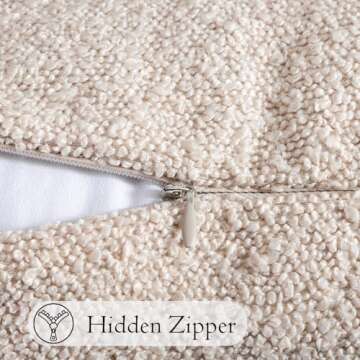 JoraLion 14x36 Neutral Textured Boucle Throw Pillow Cover, Beige Lumbar Pillow Cover Ivory Cozy Soft Cushion Case for Couch Sofa Bed Living Room Home Decor, Pack of 1 (Cover Only)