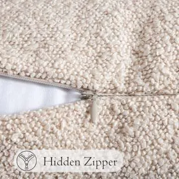 JoraLion 14x36 Neutral Textured Boucle Throw Pillow Cover, Beige Lumbar Pillow Cover Ivory Cozy Soft Cushion Case for Couch Sofa Bed Living Room Home Decor, Pack of 1 (Cover Only)