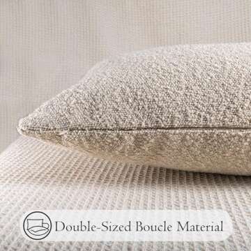 JoraLion 14x36 Neutral Textured Boucle Throw Pillow Cover, Beige Lumbar Pillow Cover Ivory Cozy Soft Cushion Case for Couch Sofa Bed Living Room Home Decor, Pack of 1 (Cover Only)